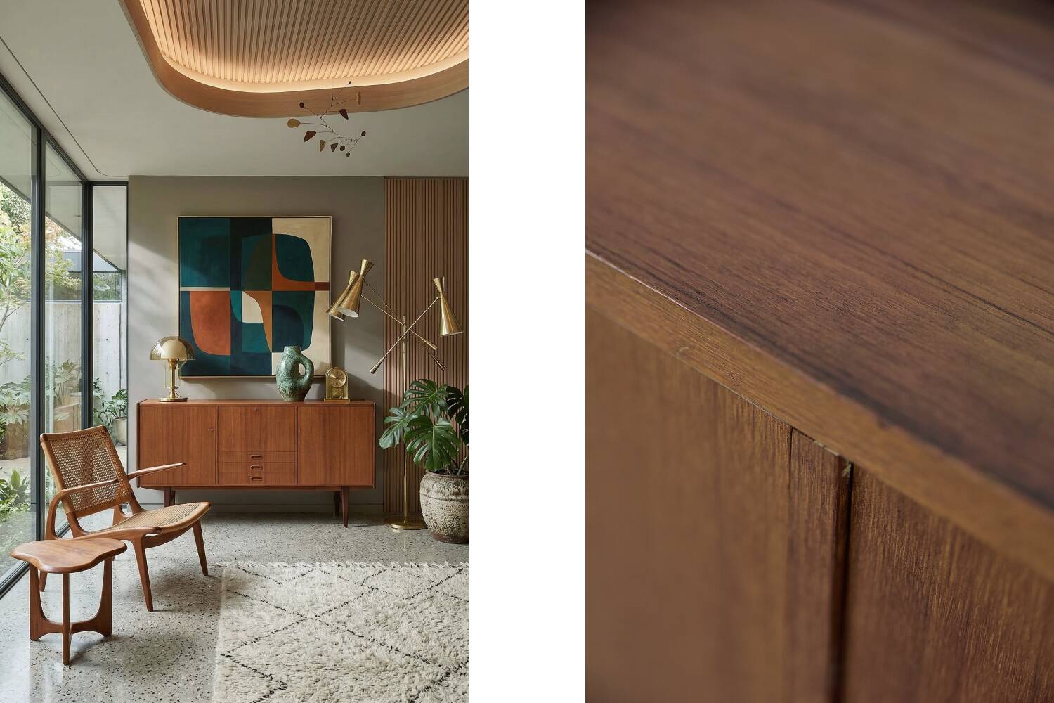 Vintage Mid-Century Scandinavian Modern Classic Teak High Sideboard