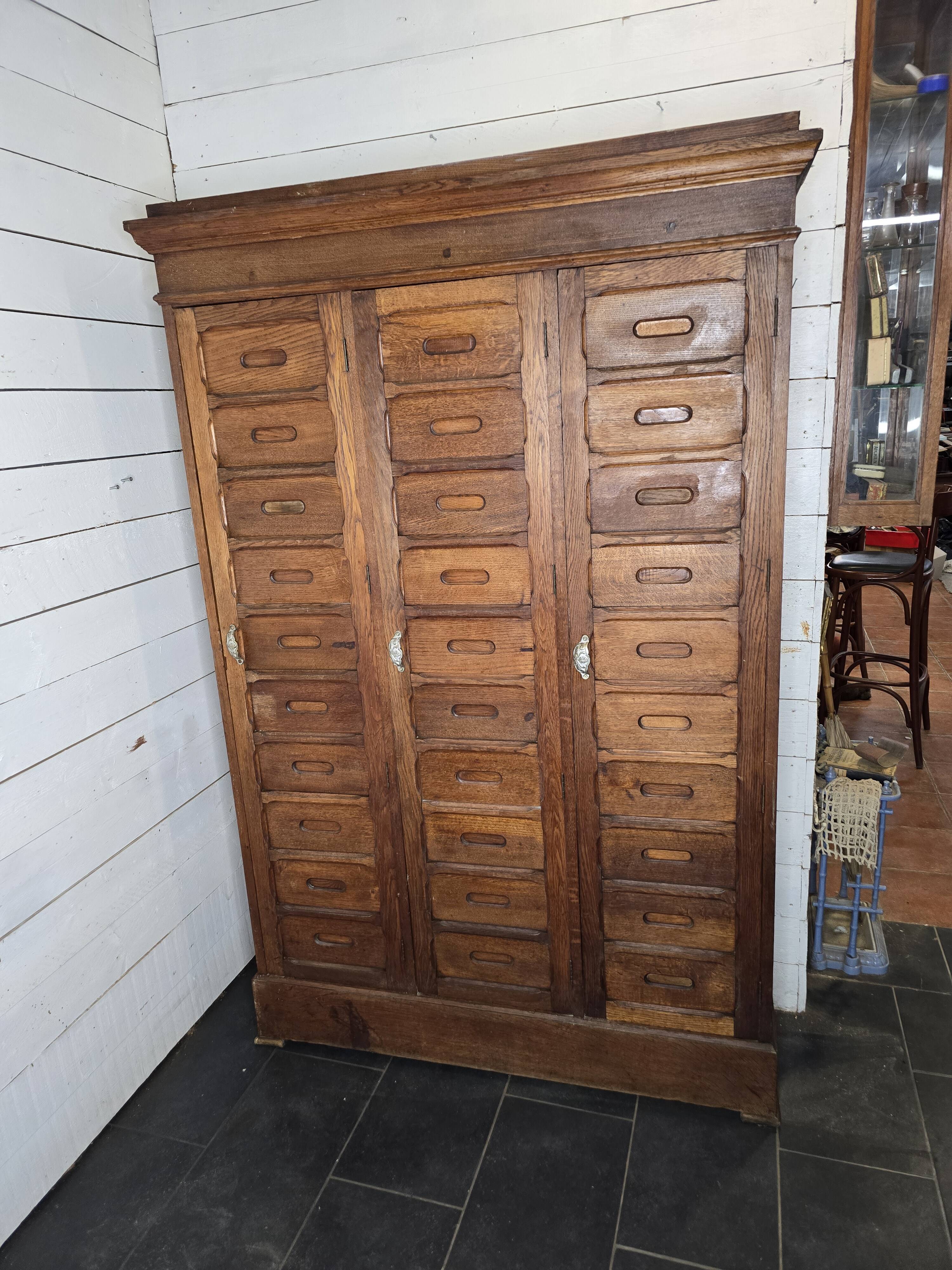 Old solid oak notary's cabinet