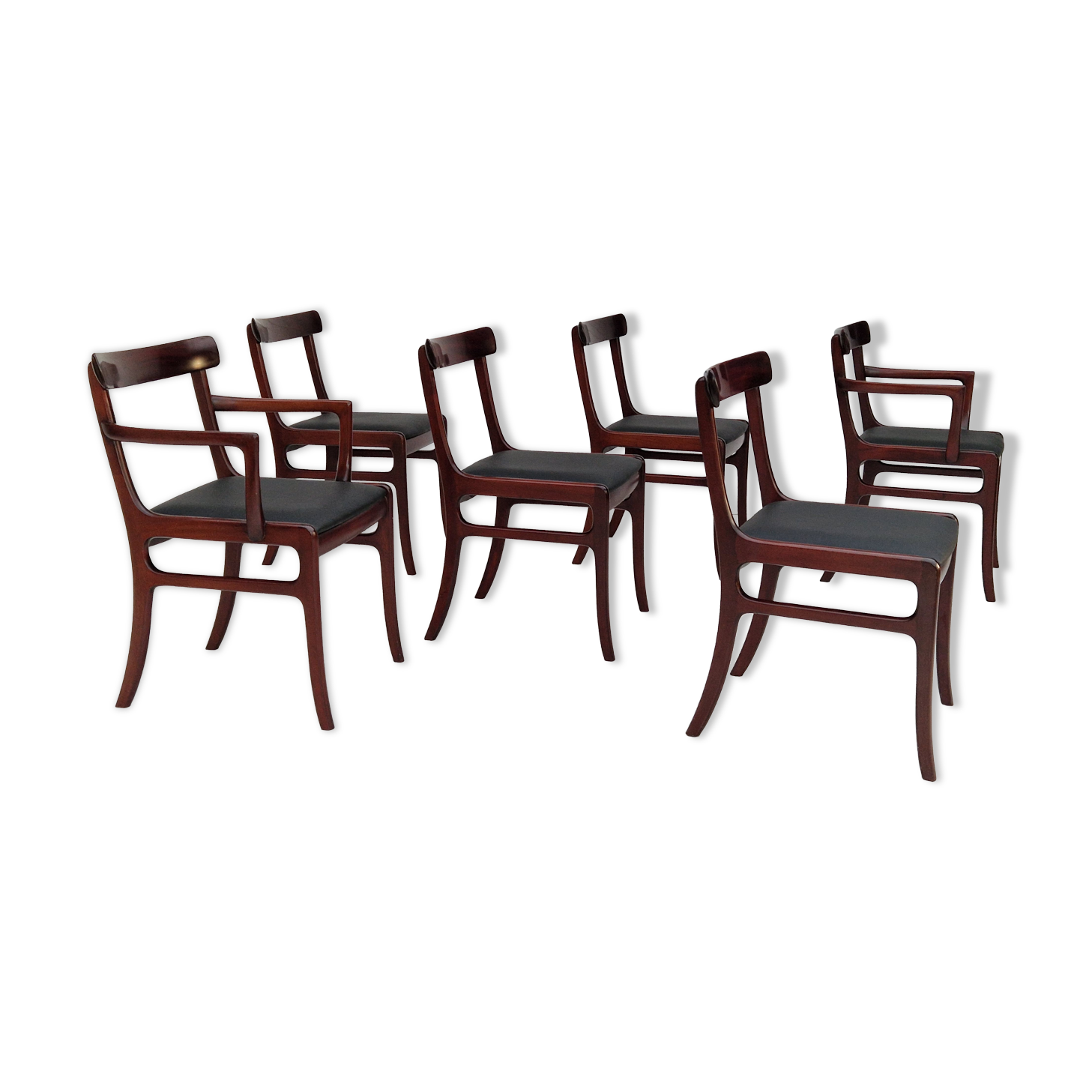 Danish design by Ole Wanscher, set of dining chairs 70s,