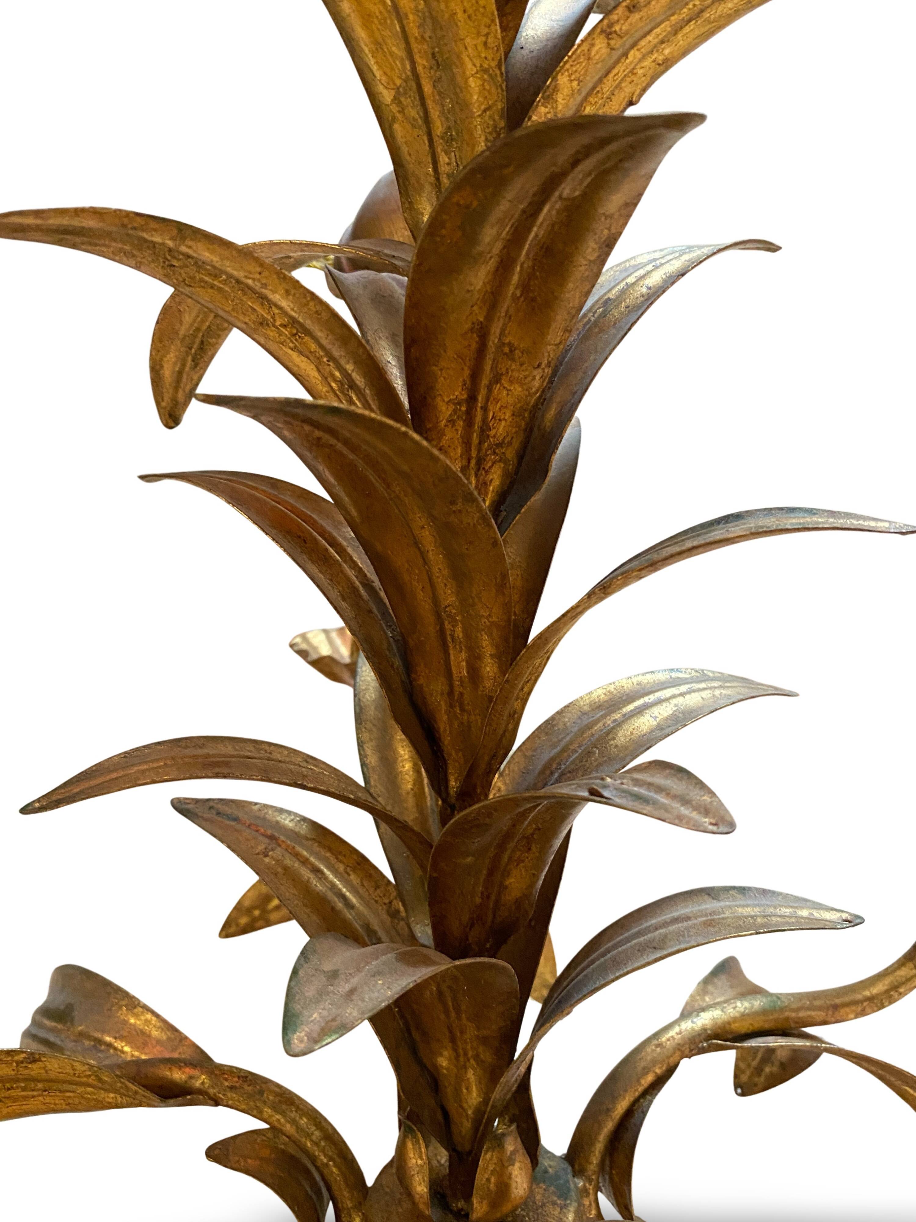 1960s Hollywood Style Gold Metal Chandelier, Fleuri