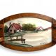 Art Deco, painted glass top, wooden frame, signed Dope, circa 1930