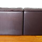 1970s brown leather modular sofa