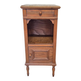 Antique French Oak Bedside Table With Marble Top, early 1900s