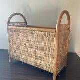 Porte revues vintage en rotin et osier