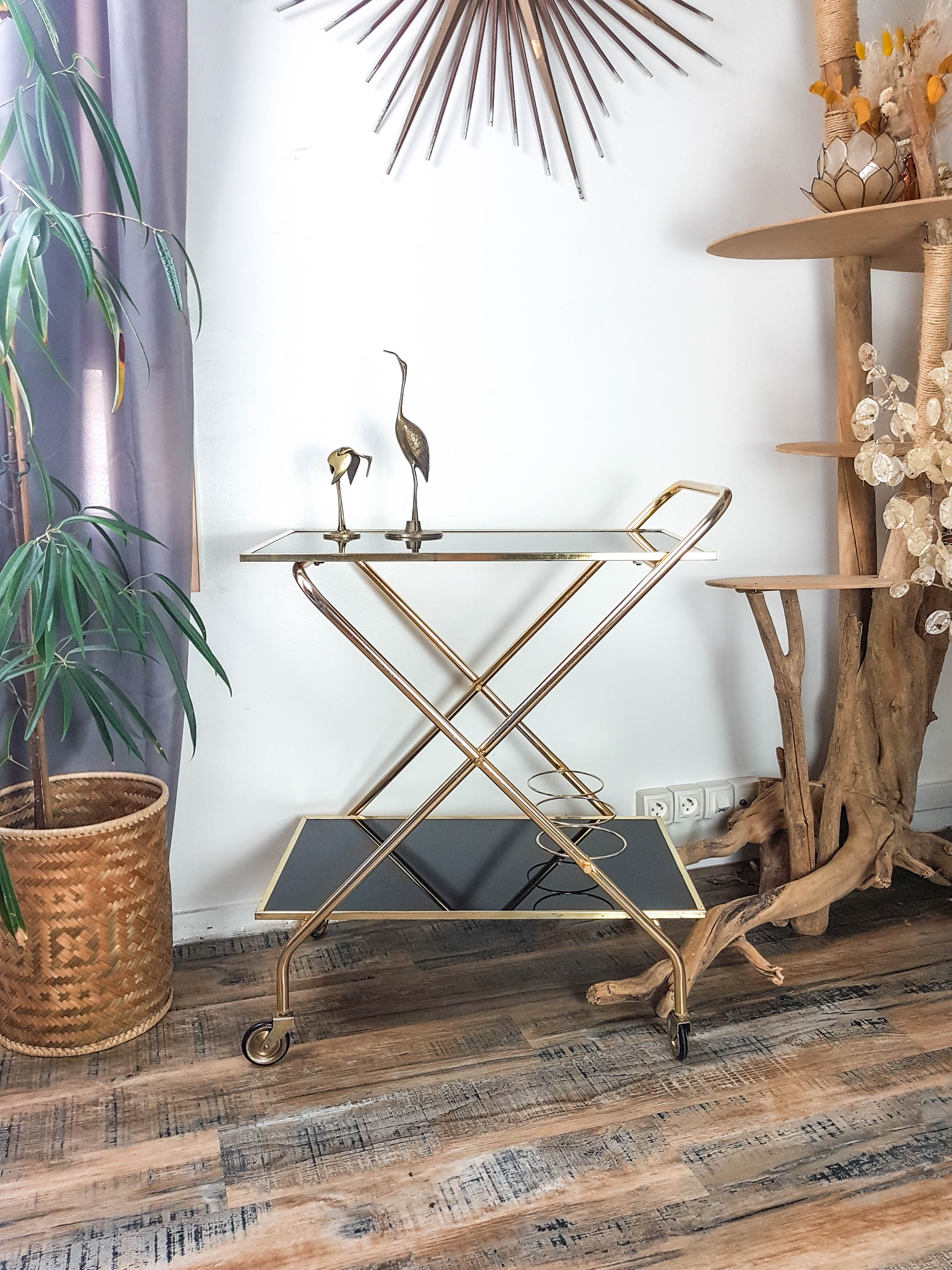 Vintage dessert glass and brass year 70