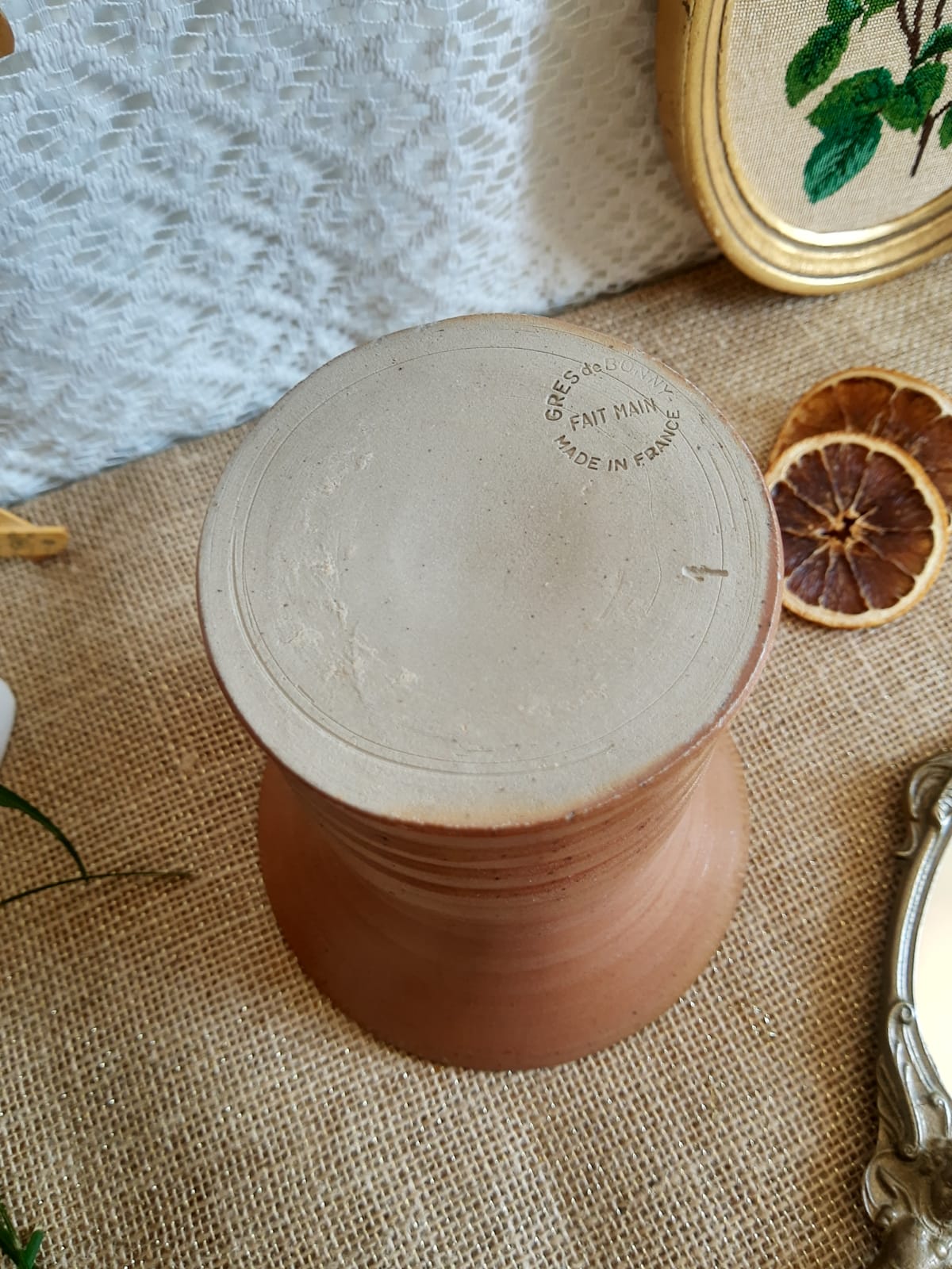 Bonny sandstone vase France handmade vintage