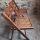Pair of vintage French folding chairs – 1970s – beech wood chairs – rustic seats