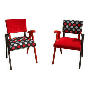 pair of relooked vintage 1960s armchairs