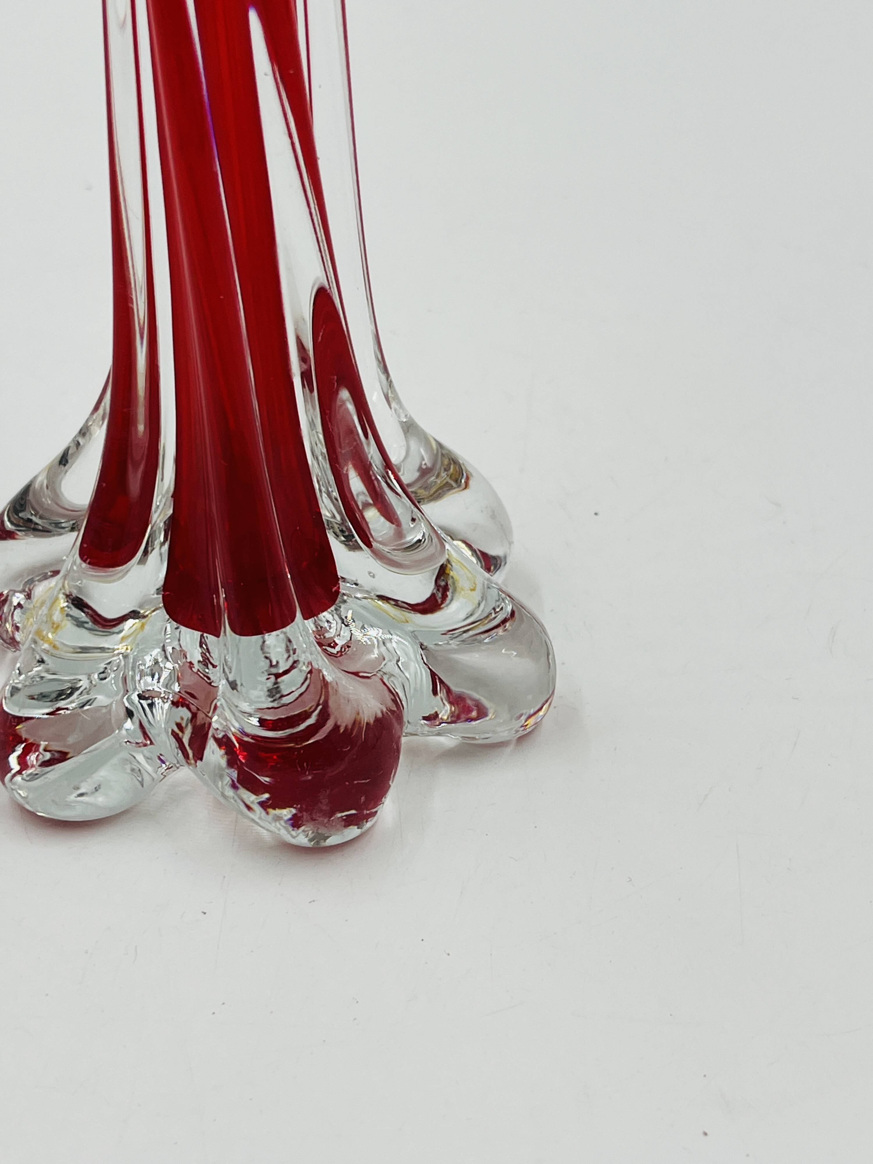 Red submerged Murano glass soliflore vase