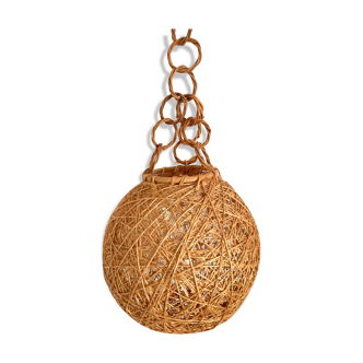 Vintage twine and rattan hanging lamp
