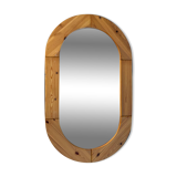 Oval Swedish mirror in pine, Scandinavian design from the 80s