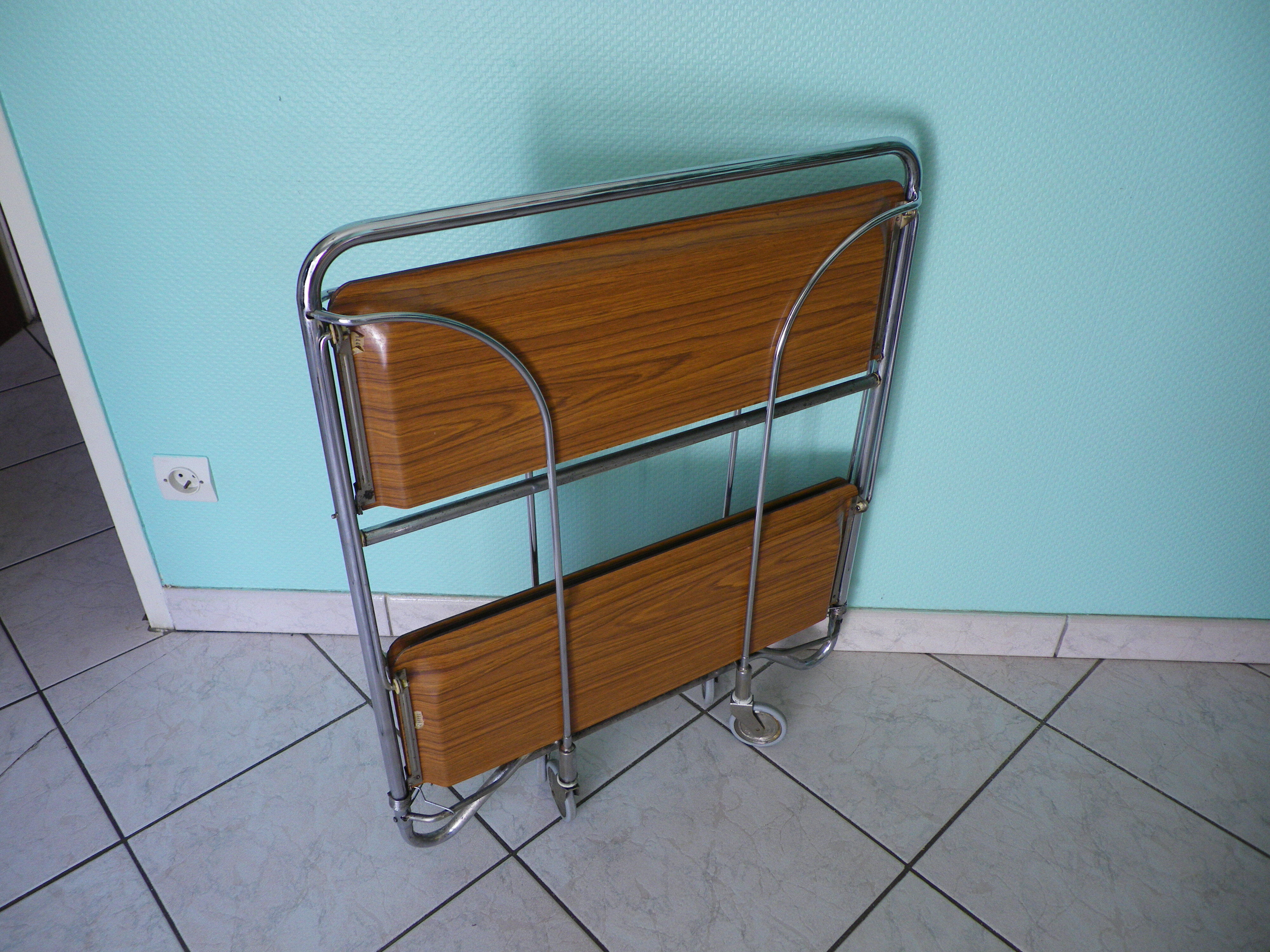 Dessert, extra furniture, folding, on wheels, formica, chrome metal, 60s
