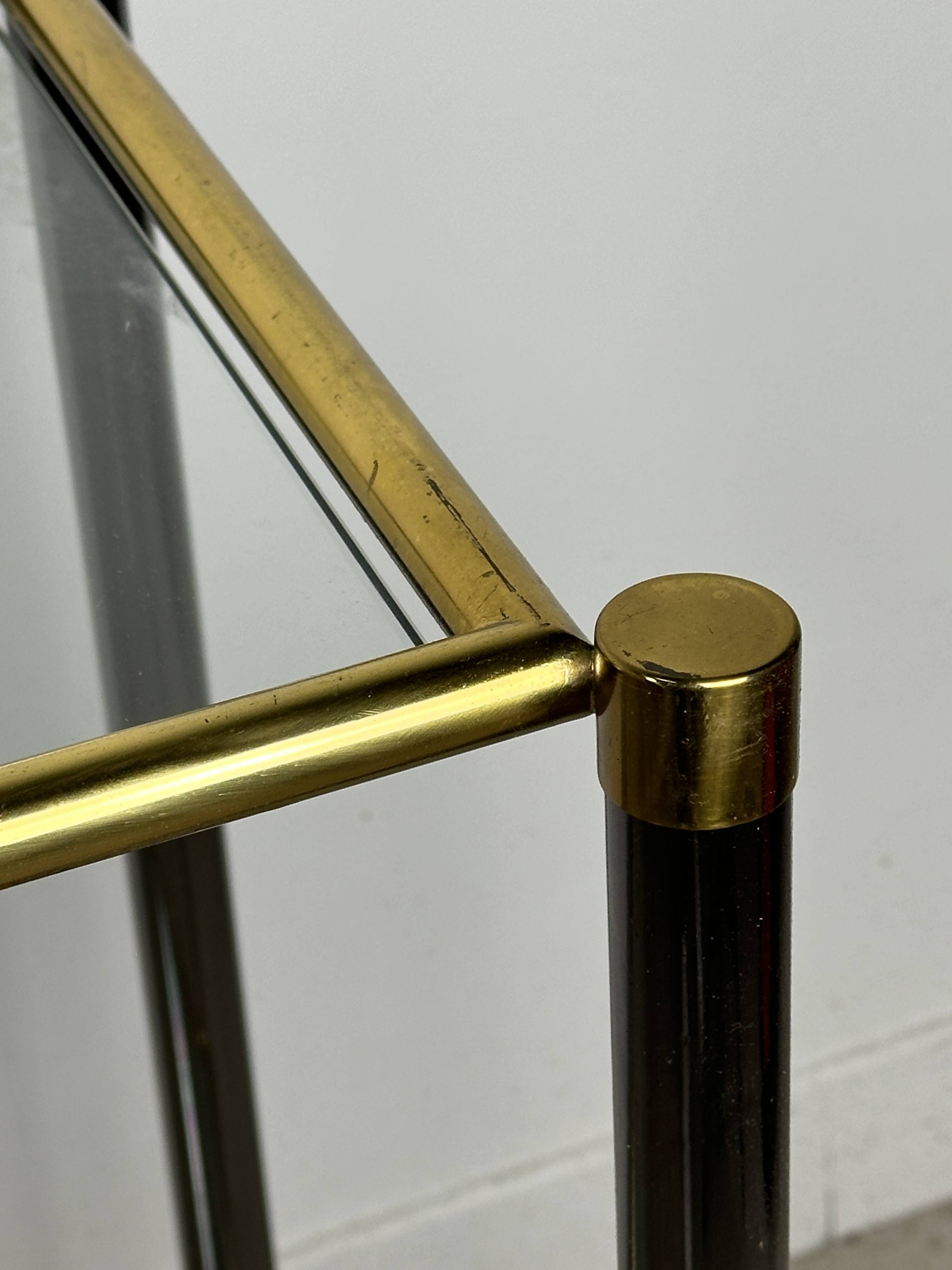 Vintage console in brown metal and brass 1970