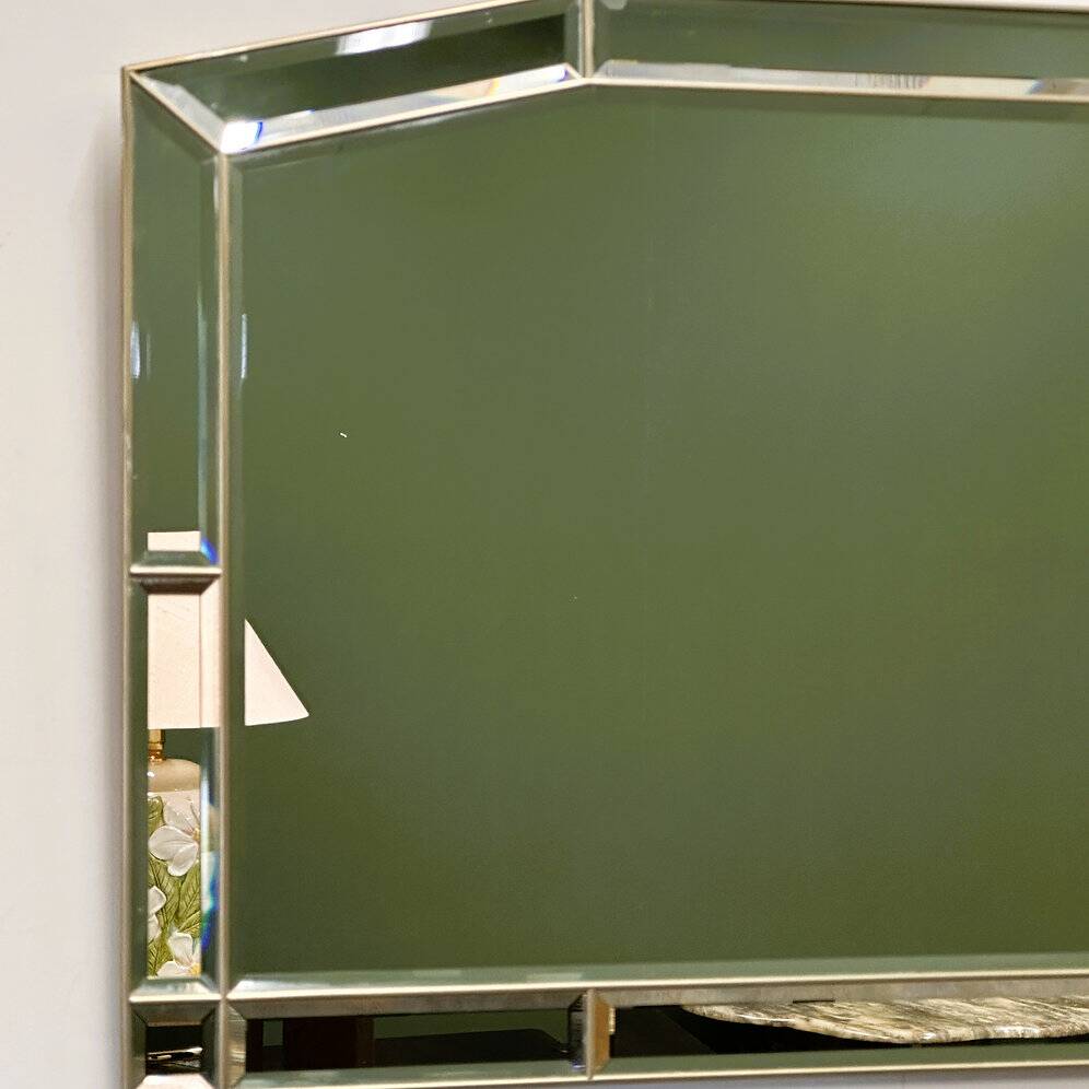 Miroir mural octogonal en laiton et miroir des années 1980 – style hollywood regency italien