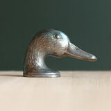 Vintage duck bottle opener signed Ducky in silver metal