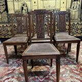 7 chaises art deco en noyer