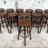 Set of 12 solid wood bar stools 1960 - 1970 vintage