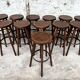 Set of 12 solid wood bar stools 1960 - 1970 vintage
