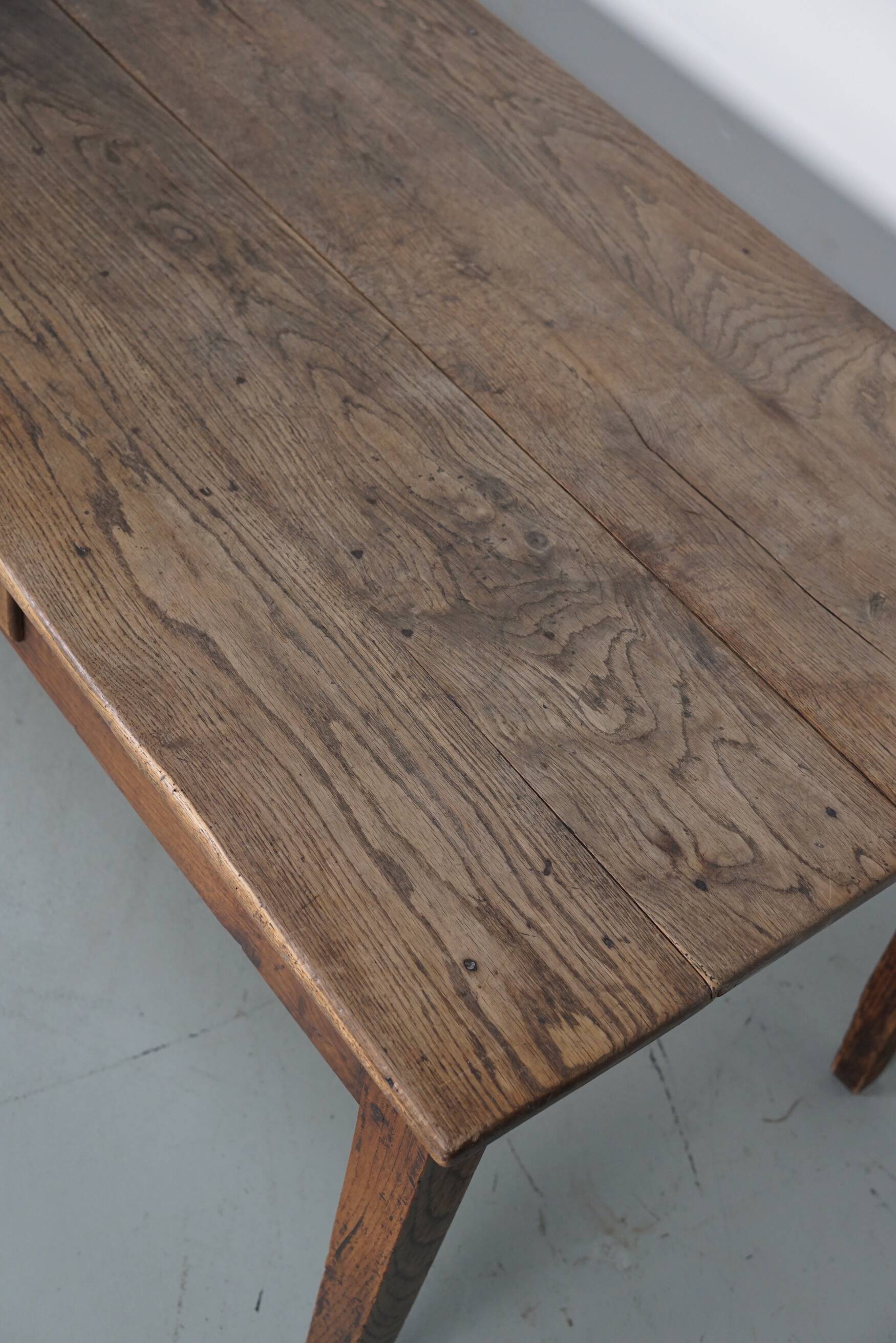 Antique Oak 19th Century French Rustic Farmhouse Dining Table
