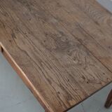 Table de salle à manger de ferme rustique française du 19ème siècle en chêne antique