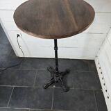 High table with cast iron legs and solid oak top