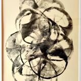 Painting KLINGER (Jean-Claude 1946 Ref LOTZ) Indian ink Abstract circles