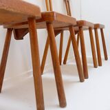 Set of 6 wooden T backs Dining Chairs - 1960s