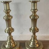 Pair of brass candlesticks from the 19th century.