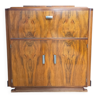 Art Deco walnut burl bar
