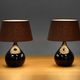 Lampes de table en céramique moderne scandinave émaillées brun foncé, Danemark années 1960.
