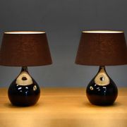 Scandinavian Modern Ceramic dark brown glazed Table Lamps, Denmark 1960s
