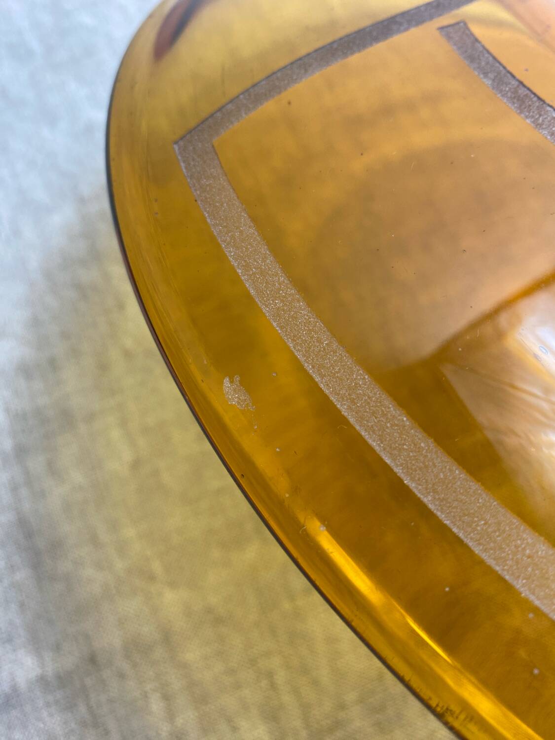 Large Art Deco amber glass bowl