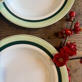 Set of 7 antique deep plates Salins - green Texas -