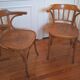 Curved wooden armchair