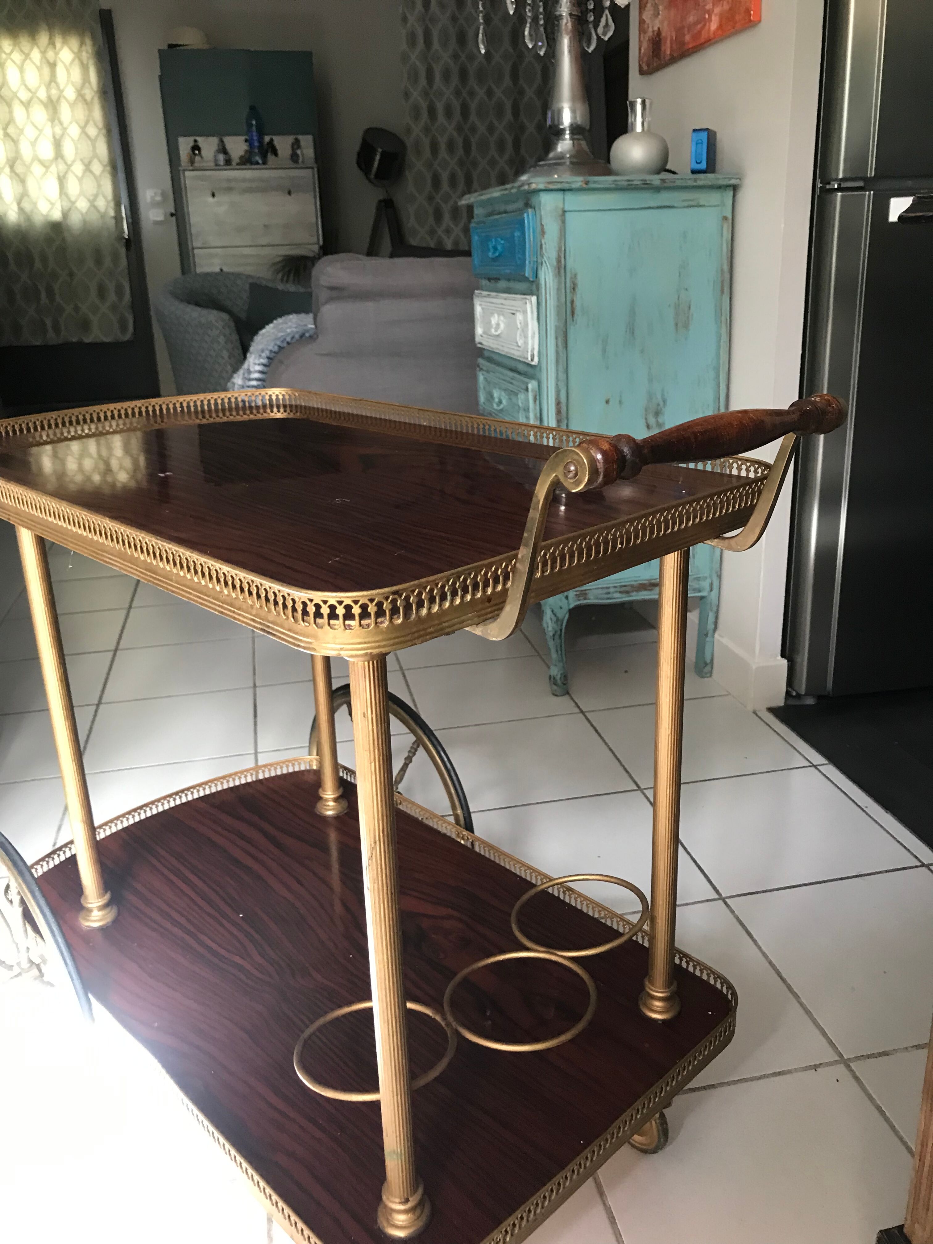 Rolling service wood and brass