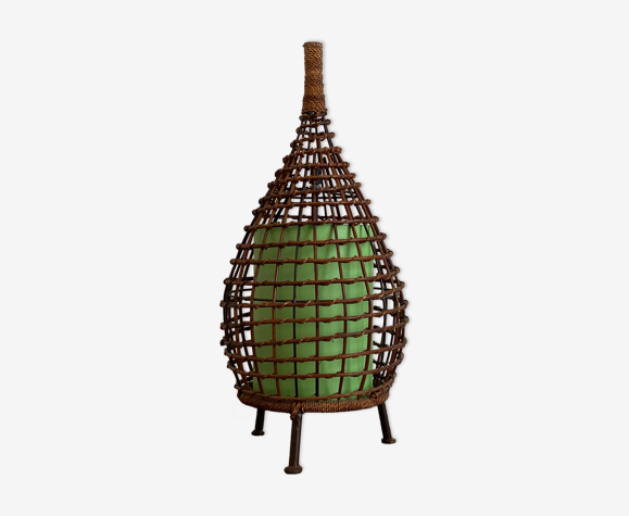 Lampe vintage en rotin 1980