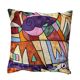Housse de coussin brodée main en soie, motif paysage abstrait