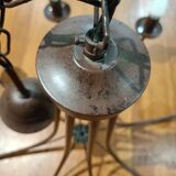 Pair of matte metal chandeliers