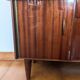 Vintage 70s dressing table with triptych mirror and matching bench.