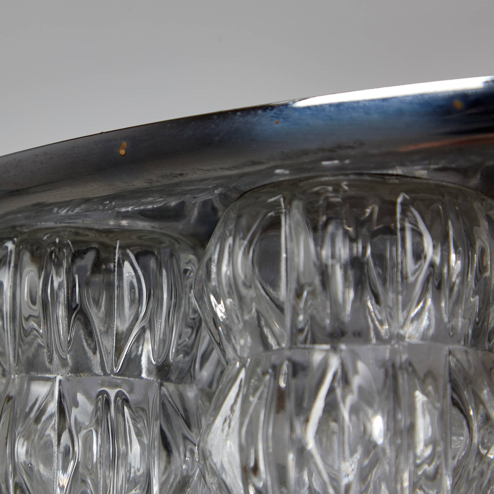 Glass and chrome chandelier