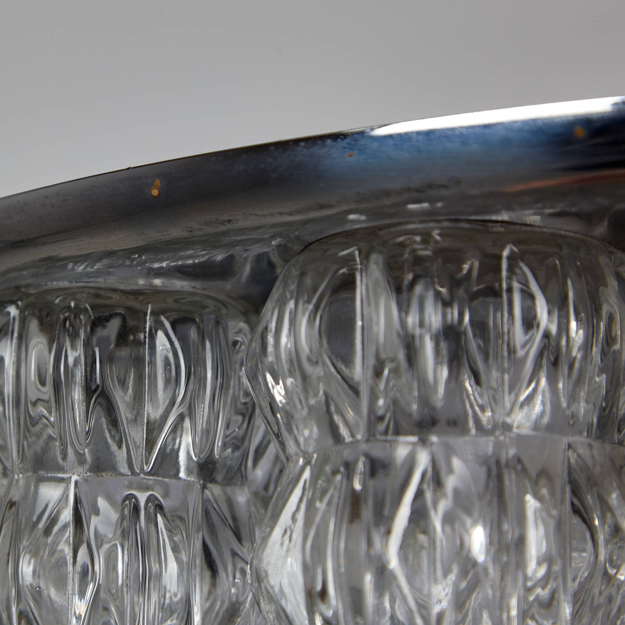 Glass and chrome chandelier