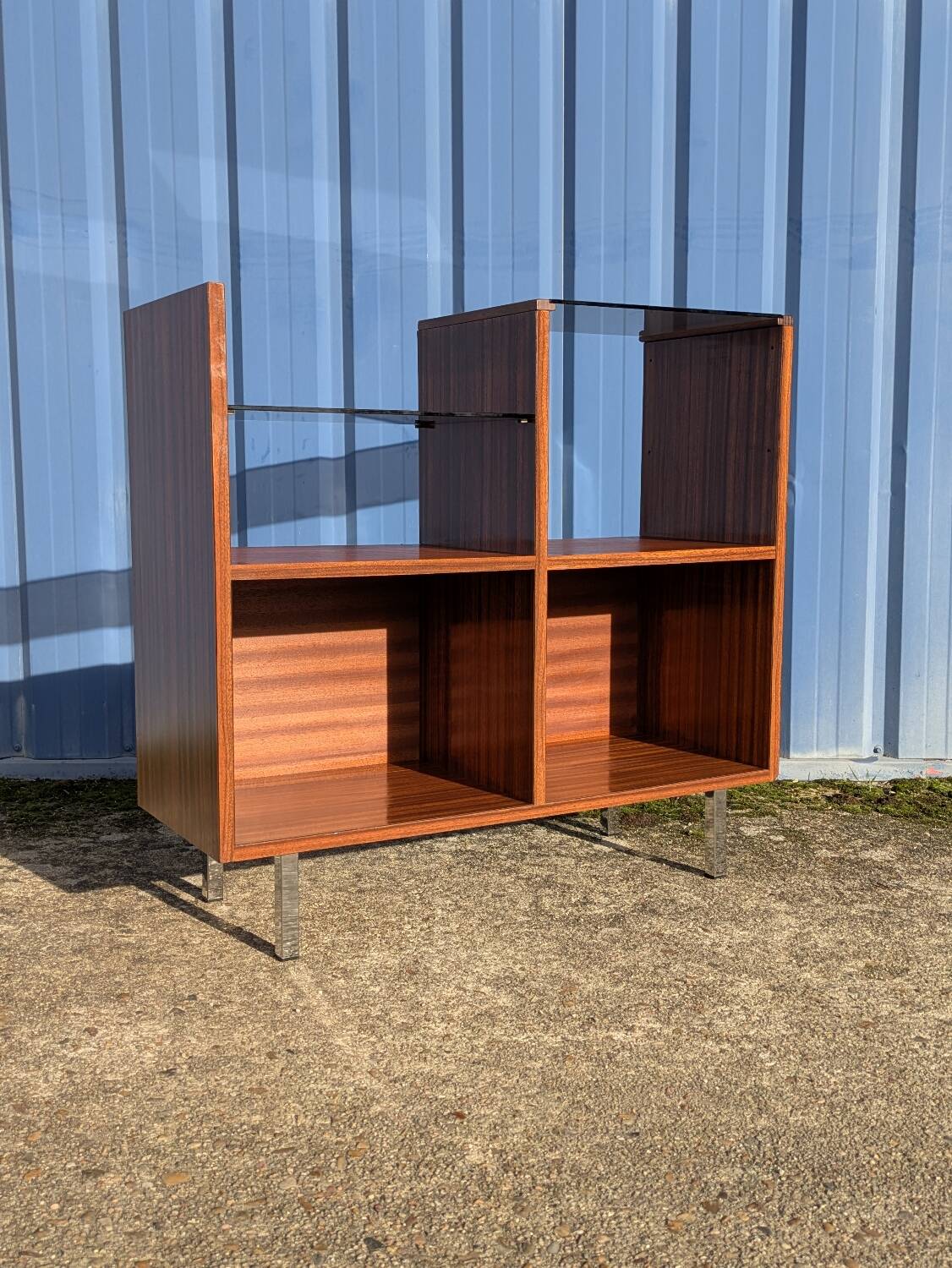 Meuble rangement Hi-Fi vinyles moderniste vintage 1960