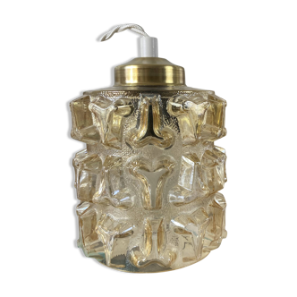 Vintage tulip-shaped portable lamp in gilded glass.