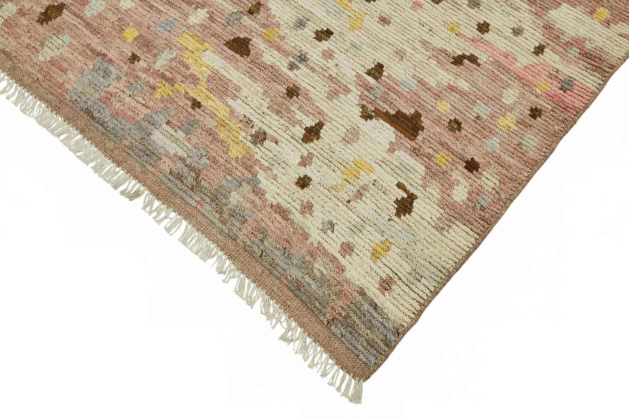 Handwoven Turkish Rustic 195 cm x 294 cm Beige Wool Carpet