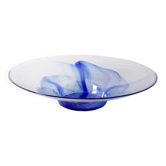Vintage Blue Swirl Glass Fruit Bowl / Bormioli Rocco / Italy / 1990s