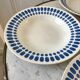 Set of 4 hollow plates Digoin Sarreguemines blue model "Tartan" 40s