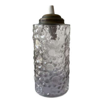 Vintage cylindrical glass pendant lamp