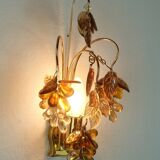 palwa mid century SCONCE 1970s crystal glass and gilt brass grapes and leaves