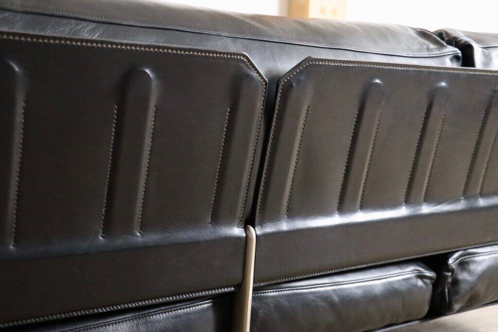 Canapé trois places Diesis en cuir noir, conçu par Antonio Citterio pour B&B Italia, années 1970