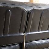 Canapé trois places Diesis en cuir noir, conçu par Antonio Citterio pour B&B Italia, années 1970